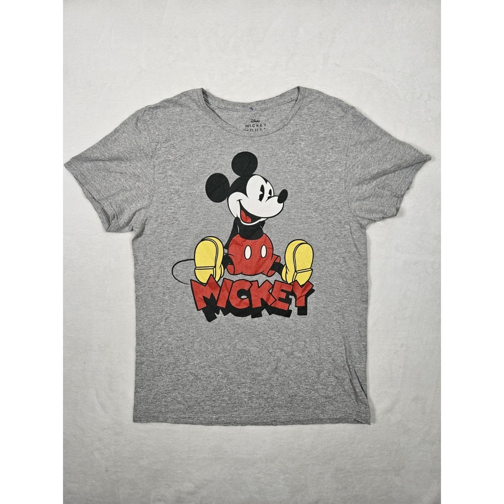 Disney Men's Medium Gray Short Sleeve Graphic Tee T Shirt Crewneck‎ Mickey Mouse